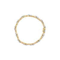 10k Yellow Gold 3.00 Cttw Round-Cut and Baguette-Cut Floral Link 7.25