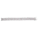 14K White Gold Pink Sapphire and Diamond Floral Lattice Link Bracelet - 7.25