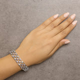 14K White Gold Pink Sapphire and Diamond Floral Lattice Link Bracelet - 7.25