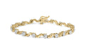 10K yellow gold floral S-link bracelet with round diamond stones