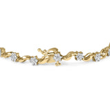 10k Yellow Gold 1.00 Cttw Round-Cut Diamond Floral S-Link 7.50