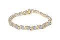 10K yellow gold bracelet with round diamond stones in an 'S' cluster