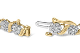 10K Yellow Gold 2.00 Cttw Round Cut Diamond 'S' Cluster Bracelet (J-K Color, I1-I2 Clarity)-1 thumbnail 2