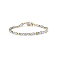 10K Two-Tone Gold 2.0 Cttw Baguette Diamond Channel Link Bracelet