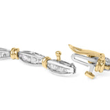 10K Two-Tone Gold 2.0 Cttw Baguette Diamond Channel Link Bracelet-1 thumbnail 2