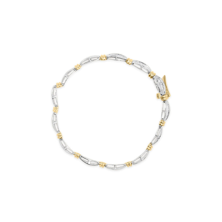 10K Two-Tone Gold 2.0 Cttw Baguette Diamond Channel Link Bracelet