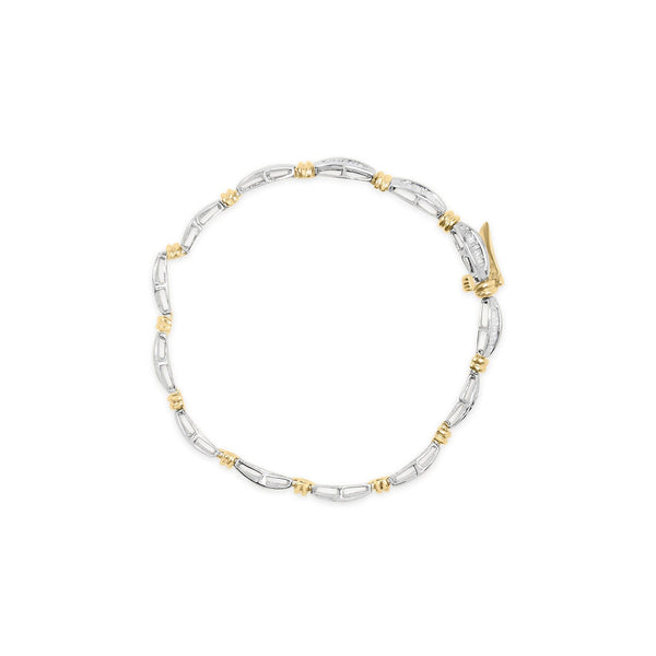 10K Two-Tone Gold 2.0 Cttw Baguette Diamond Channel Link Bracelet