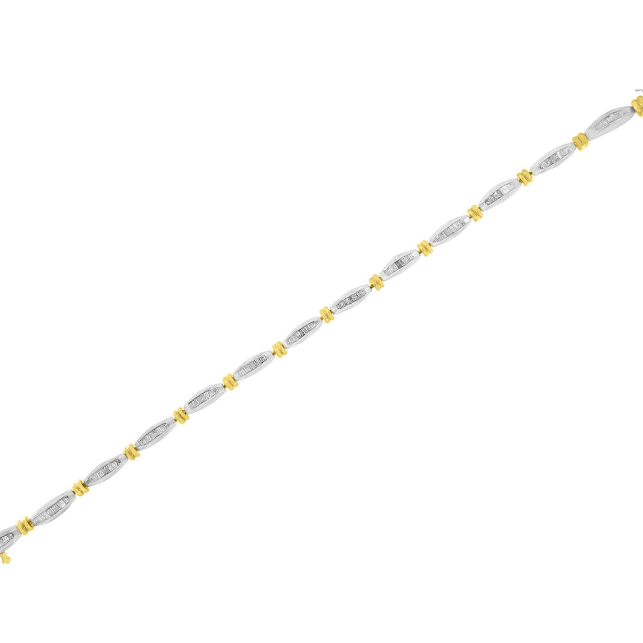 10K Two-Tone Gold 2.0 Cttw Baguette Diamond Channel Link Bracelet