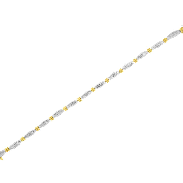 10K Two-Tone Gold 2.0 Cttw Baguette Diamond Channel Link Bracelet