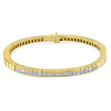 14K Yellow Gold 1-1/10 Cttw Princess & Baguette Cut Diamond 7