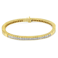 14K Yellow Gold 1-1/10 Cttw Princess & Baguette Cut Diamond 7