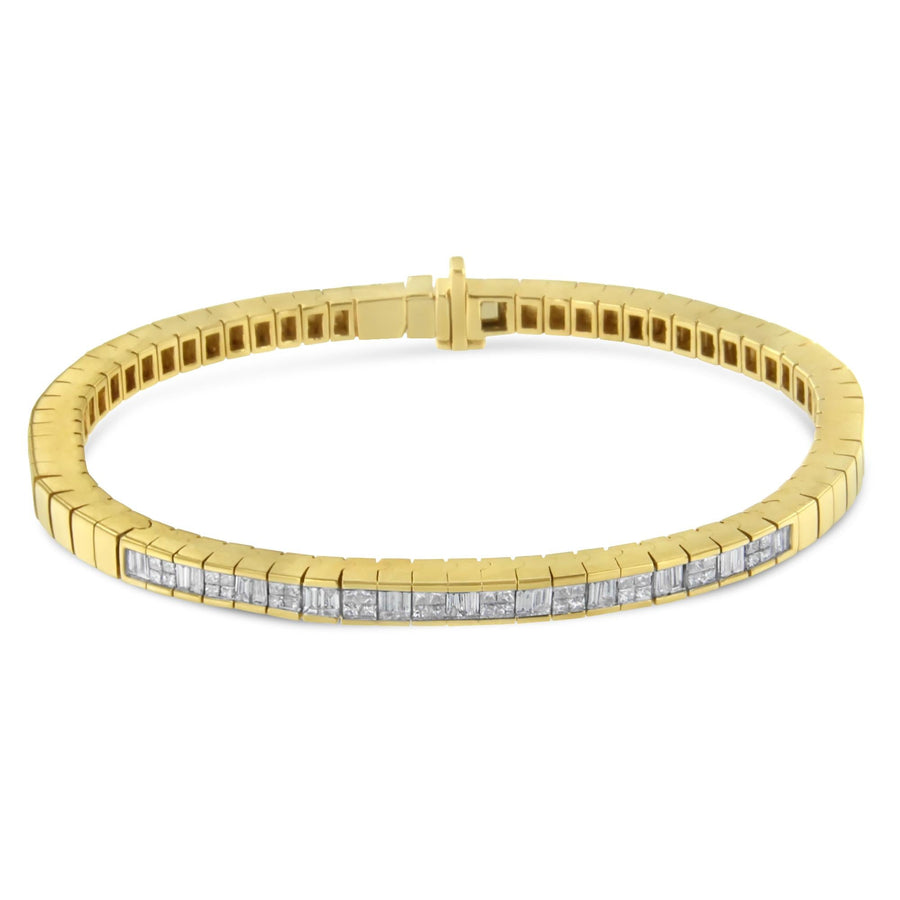 14K Yellow Gold 1-1/10 Cttw Princess & Baguette Cut Diamond 7