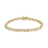10K Yellow Gold 2.00 Cttw Baguette Diamond Channel Set Link Bracelet-0 thumbnail 1