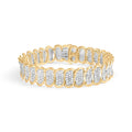 10K yellow gold bracelet with oval diamond banded links, 5.00 ct total