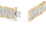 10k Yellow Gold 5.00 Cttw Diamond Oval Banded Link Bracelet (I-J Color, I1-I2 Clarity) - 7