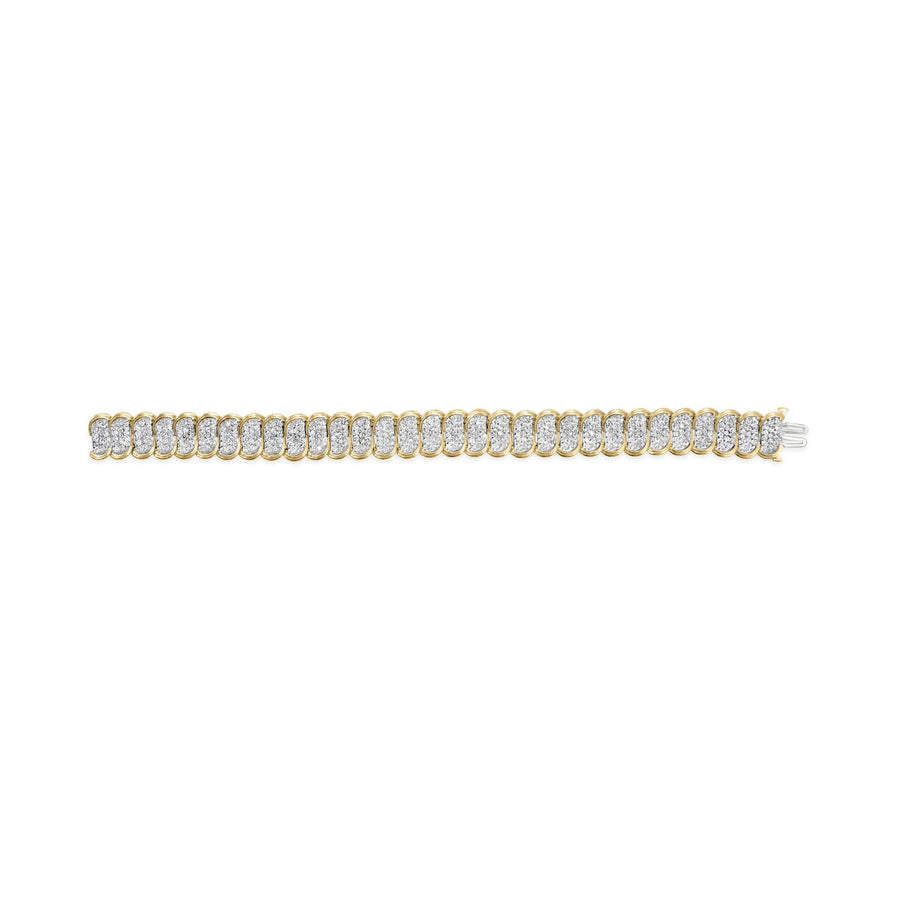 10k Yellow Gold 5.00 Cttw Diamond Oval Banded Link Bracelet (I-J Color, I1-I2 Clarity) - 7