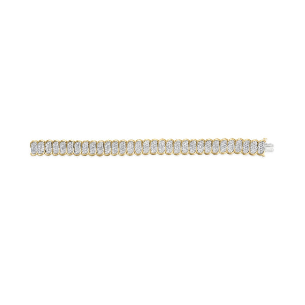 10k Yellow Gold 5.00 Cttw Diamond Oval Banded Link Bracelet (I-J Color, I1-I2 Clarity) - 7