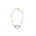 10K two-tone gold bracelet with heart diamond stones, 7 inch length
