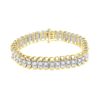 14K Yellow and White Gold 5.0 Cttw Round & Baguette Cut Diamond 7