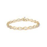 10k Yellow Gold 1/3 Cttw Diamond 3 Stone Teardrop Design Link Bracelet (I-J Color, I1-I2 Clarity) - 7.25
