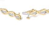 10k Yellow Gold 1/3 Cttw Diamond 3 Stone Teardrop Design Link Bracelet (I-J Color, I1-I2 Clarity) - 7.25