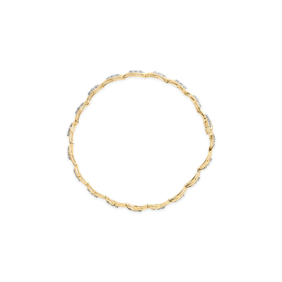 10k Yellow Gold 1/3 Cttw Diamond 3 Stone Teardrop Design Link Bracelet (I-J Color, I1-I2 Clarity) - 7.25