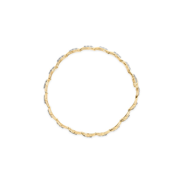 10k Yellow Gold 1/3 Cttw Diamond 3 Stone Teardrop Design Link Bracelet (I-J Color, I1-I2 Clarity) - 7.25
