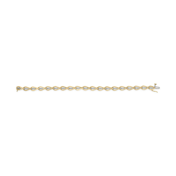 10k Yellow Gold 1/3 Cttw Diamond 3 Stone Teardrop Design Link Bracelet (I-J Color, I1-I2 Clarity) - 7.25