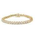 10K yellow gold spiral link bracelet with round diamond stones