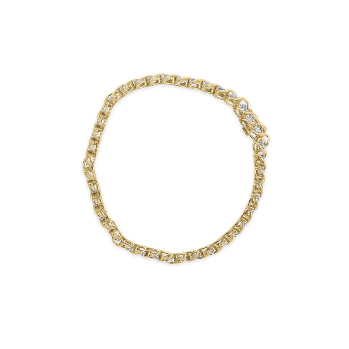 10K Yellow Gold 3 cttw Round-Cut Diamond Spiral Link 7.50