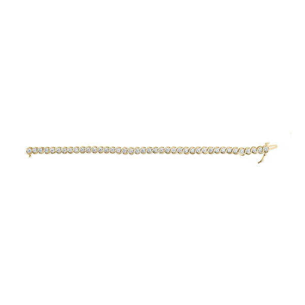10K Yellow Gold 3 cttw Round-Cut Diamond Spiral Link 7.50