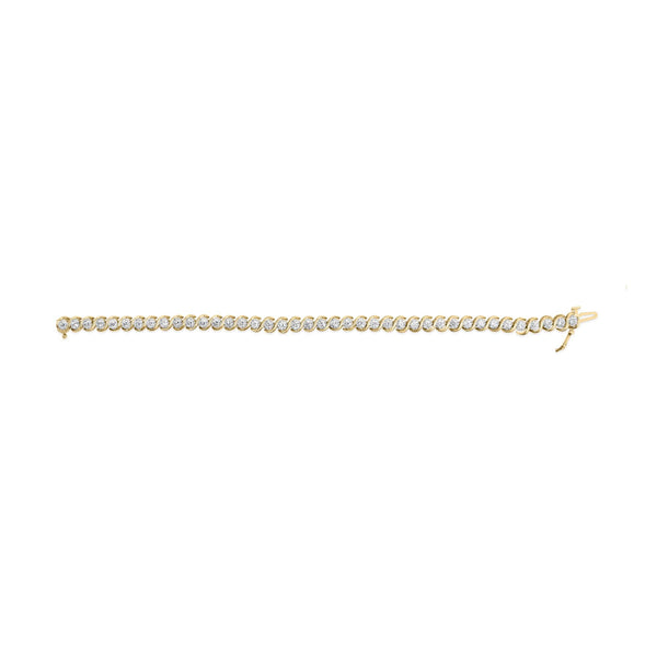 10K Yellow Gold 3 cttw Round-Cut Diamond Spiral Link 7.50