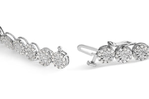 14K White Gold 2.00 Cttw Diamond Halo Link Tennis Bracelet (H-I Color, I1-I2 Clarity) - 7