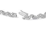 10K White Gold 2.00 Cttw Round-Cut and Baguette-Cut Diamond Floral Design Swirl Link 7