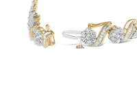 10k Yellow Gold 5.00 Cttw Round-Cut and Baguette-Cut Diamond Floral Link 7.25