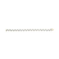 10k Yellow Gold 5.00 Cttw Round-Cut and Baguette-Cut Diamond Floral Link 7.25