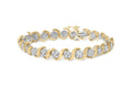10K yellow gold bracelet with round diamond floral links, 4.00 ct total