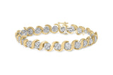 10K yellow gold bracelet with round diamond floral links, 4.00 ct total thumbnail 1