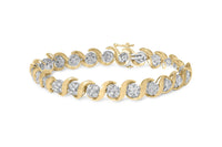 10K Yellow Gold 4.00 Cttw Round-Cut Diamond Floral Link 7.5