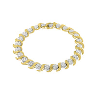 10K Yellow Gold 4.00 Cttw Round-Cut Diamond Floral Link 7.5