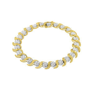 10K Yellow Gold 4.00 Cttw Round-Cut Diamond Floral Link 7.5