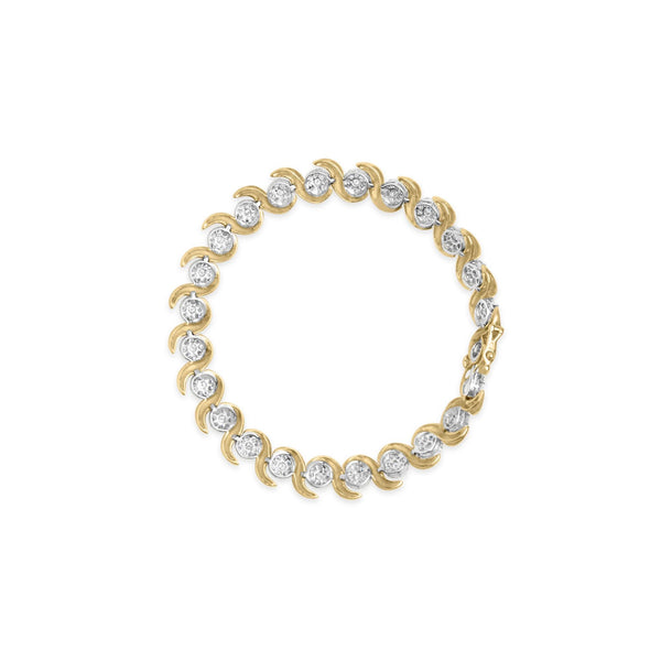 10K Yellow Gold 4.00 Cttw Round-Cut Diamond Floral Link 7.5