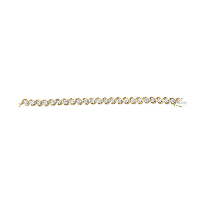10K Yellow Gold 4.00 Cttw Round-Cut Diamond Floral Link 7.5