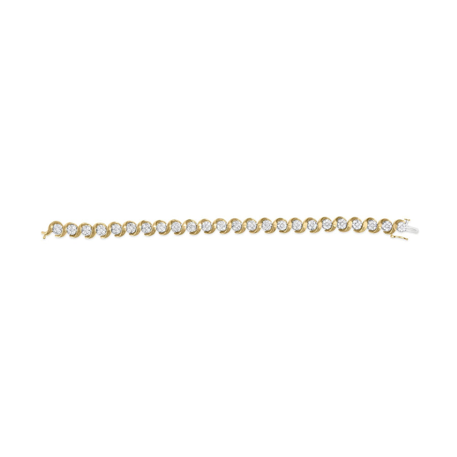 10K Yellow Gold 4.00 Cttw Round-Cut Diamond Floral Link 7.5
