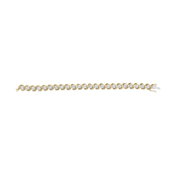 10K Yellow Gold 4.00 Cttw Round-Cut Diamond Floral Link 7.5