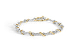 10K white and yellow gold bracelet with round diamond S-link stones thumbnail 1