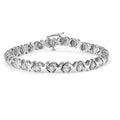 10K white gold XOXO link bracelet with round diamond stones, 2.00 ct total