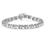 10K white gold XOXO link bracelet with round diamond stones, 2.00 ct total thumbnail 1