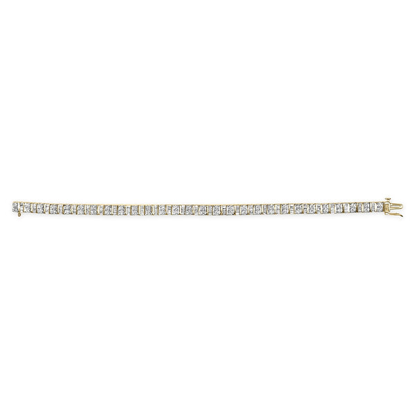 10K Yellow Gold 4.0 Cttw Alternating Baguette & Round Cut Diamond Bezel- & Prong-Set 7