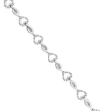 .925 Sterling Silver 1/4 Cttw Round-Cut Diamond Alternating Heart and Leaf Link Bracelet (I-J Color, I3 Clarity) - Size 7.25